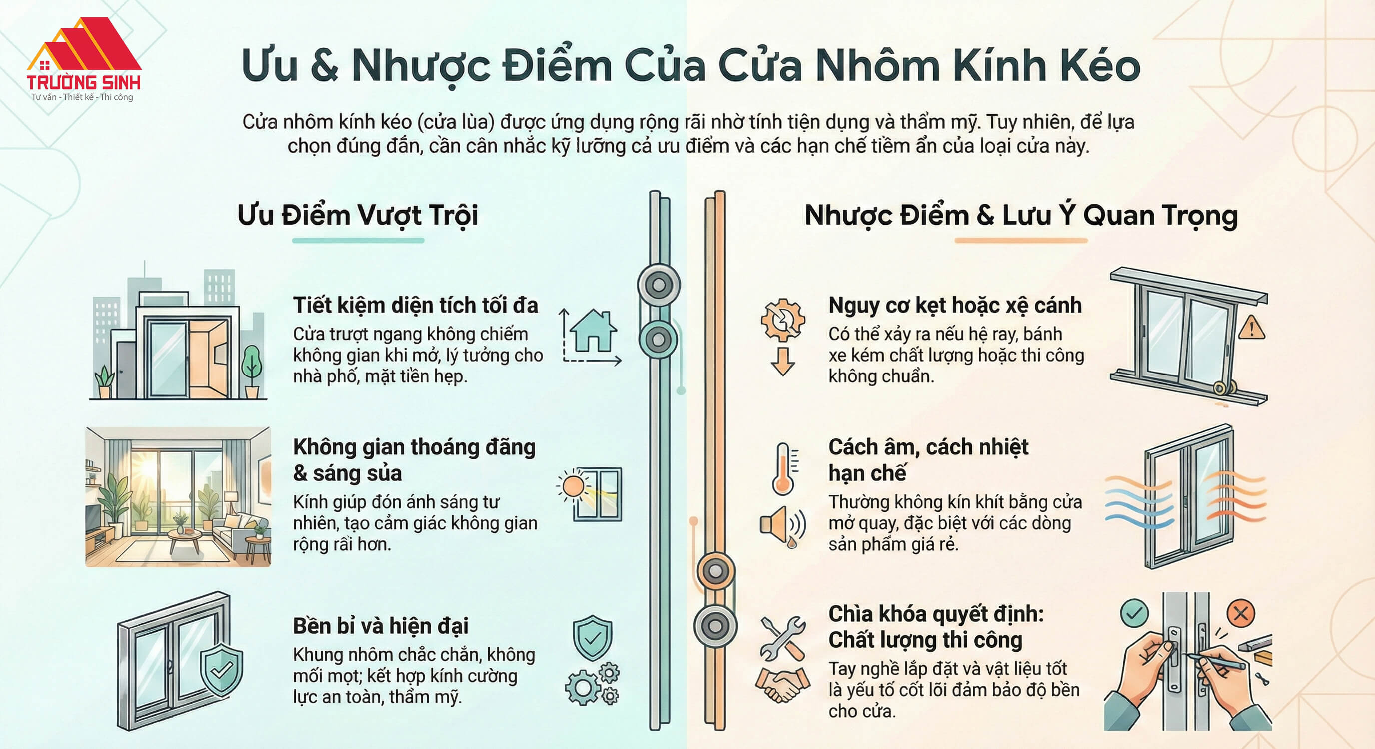 Ưu và nhược điểm của cửa nhôm kính kéo